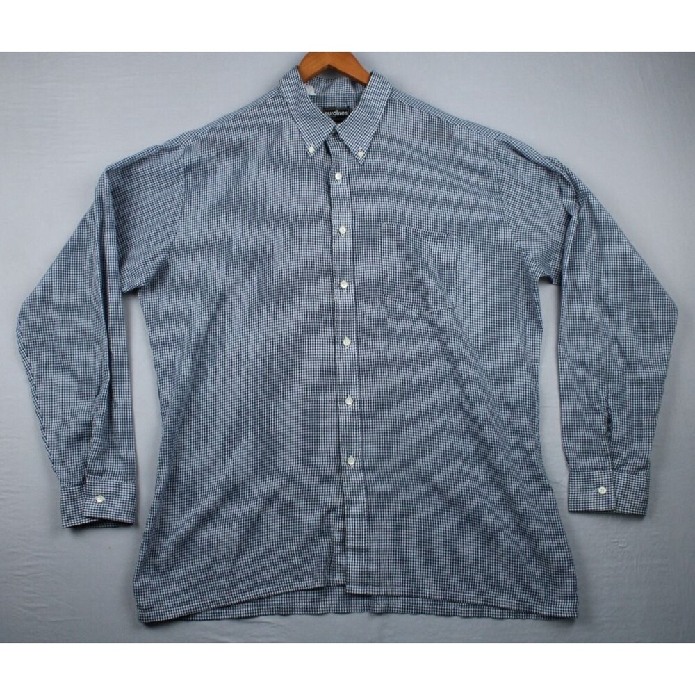Vintage Burdines Mens Store Plaid Long Sleeve Shirt Soft Button Down Collar